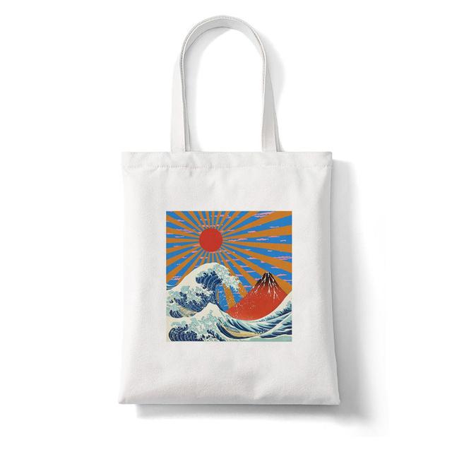 Women Shopper The Great Wave Kanagawa Printed Tote Bag High Capacity Harajuku Handbag Girl Shoulder Shopping Bag Lady Canvas Bag