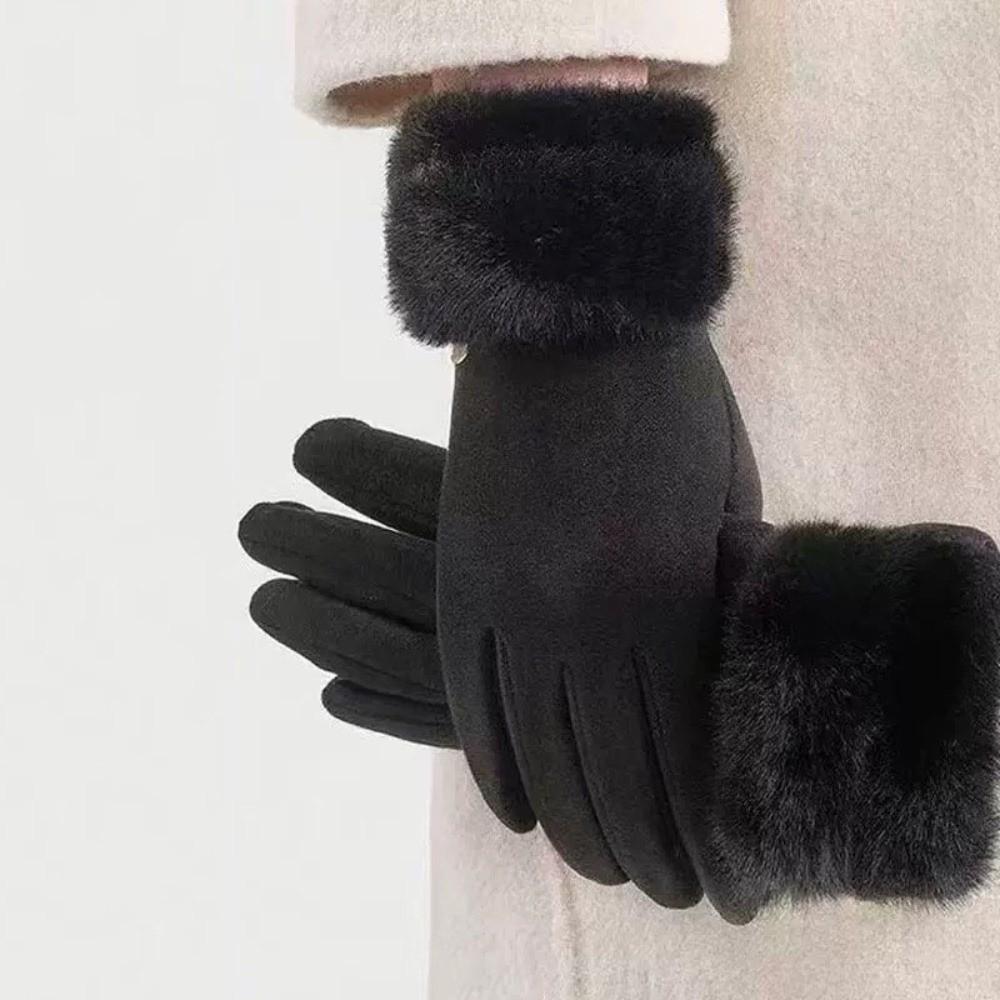 Solid Color Suede Gloves Cycling Mittens Fashion Women Winter Gloves Autumn/Winter