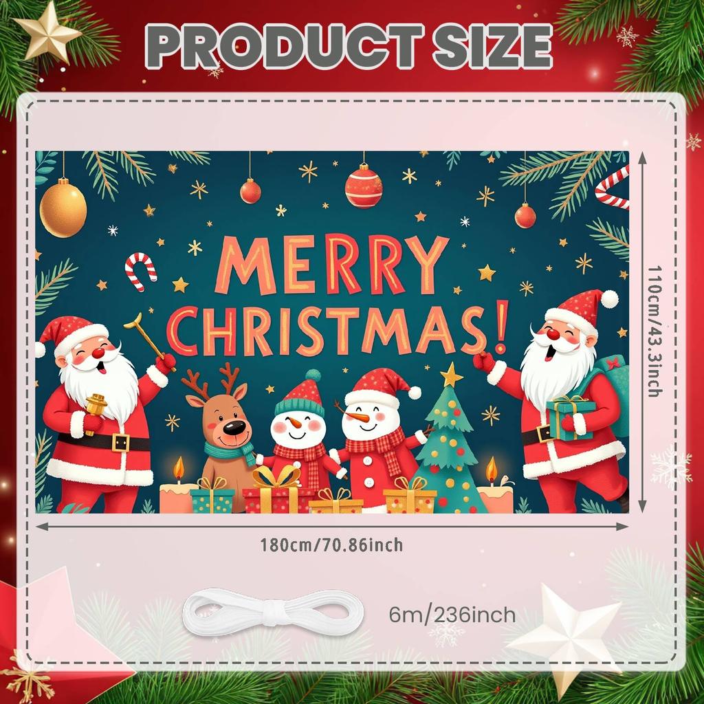 Santa Claus Banner Santa Claus Holiday Banner Christmas Banner Festive  For Outdoor Celebration Home Decoration Festive