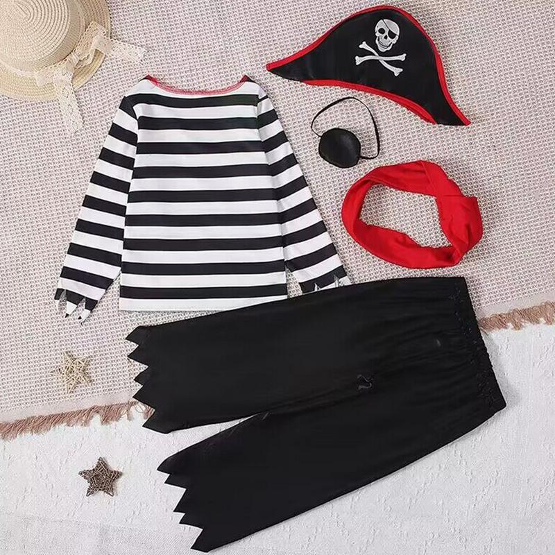 Boy Pirate Costume Cosplay Kids Pirate Accessories Cute Pretend Play Costumes Children Dress up for Halloween Role Play