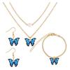 Yousheng 1 Set Dual Layers Butterflies Necklace Elegant Earrings Rhinestone Inlay Bracelet Jewelry Kit Fashion Accessories Gift