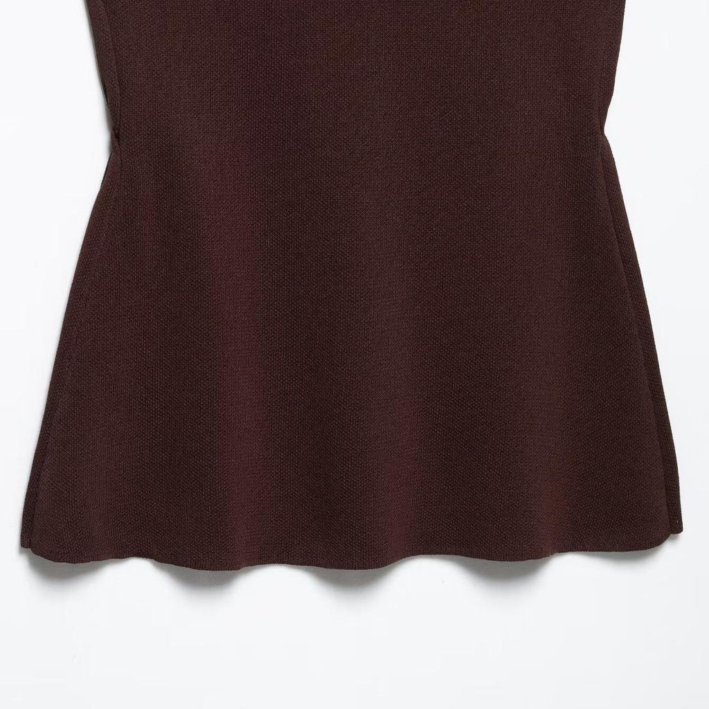 2025 Spring/Summer European & American Style Women's Two-Button Ruched Waist Knitted Vest