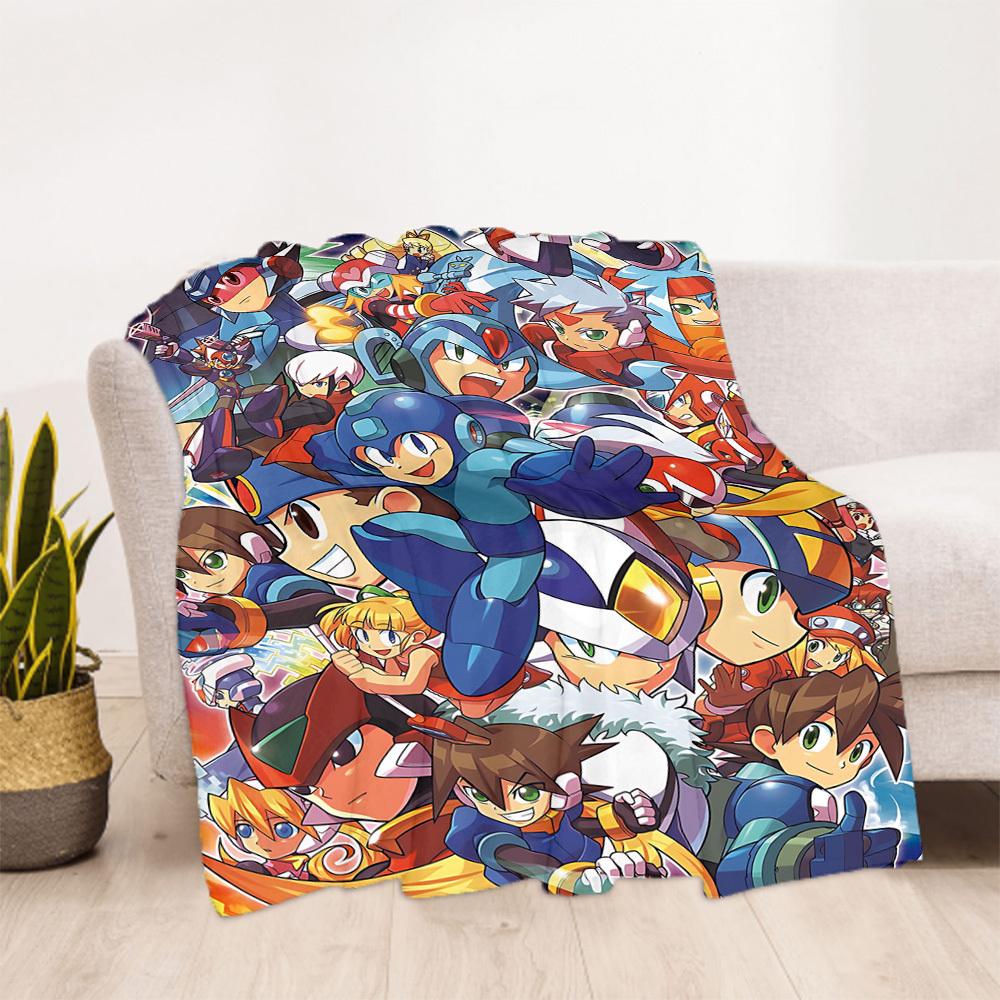 1pc Mega Man Characters All-Season Comfort, Outdoor Flannel Blanket - Soft, Warm & Cozy for Naps, Camping & Travel 025