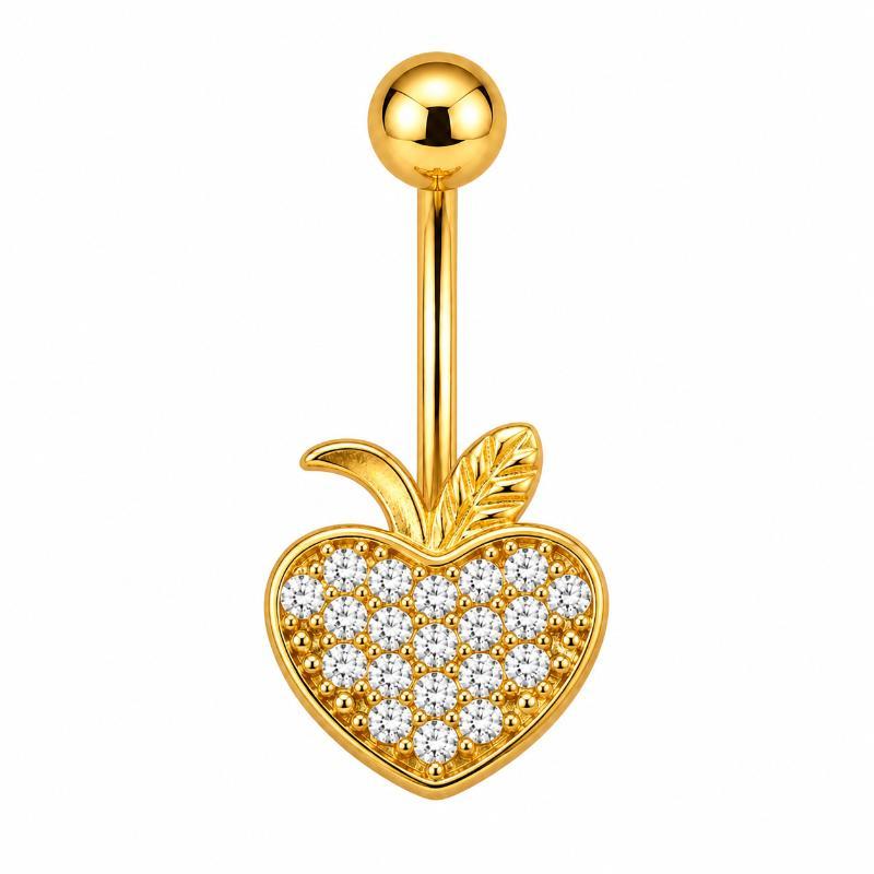 Belly Button Rings Gold Plated Shiny Cubic Zirconia Skin-friendly Durable Navel Ring for Beach Travel Daily Use