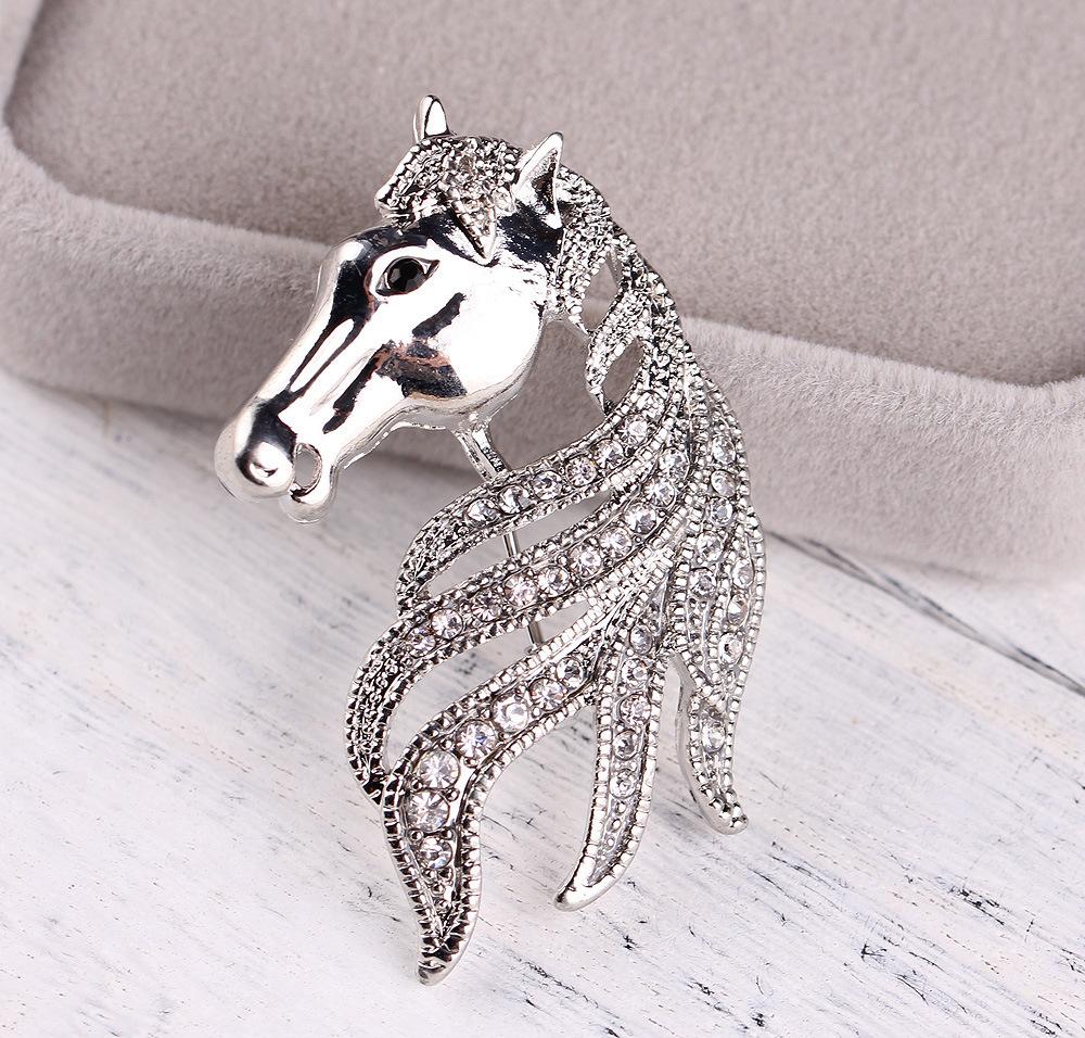 Men'S Zodiac Horse Head Coat Button Corsage Brooch Suit Shawl Buckle Fashionable And Elegant Accessories