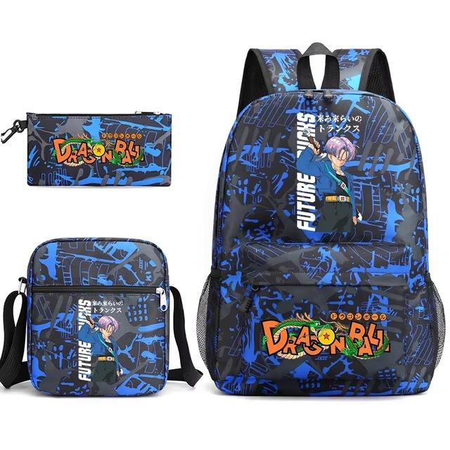 Dragon Ball Z Printed Backpack Set 3-Piece Casual School Bag For Boys And Girls Youth With Pencil Case Shoulder Bag