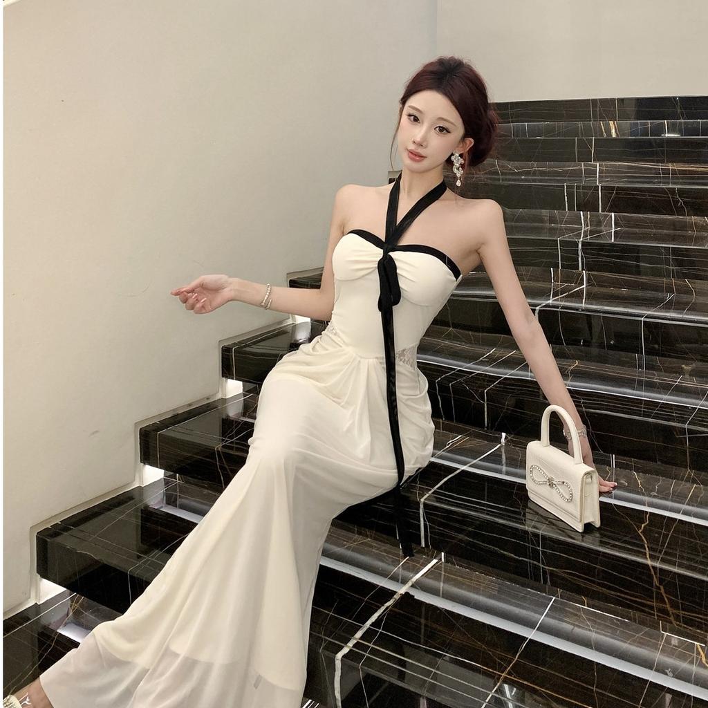 Open Back Neck Tube Top Dress Fishtail Skirt 2026 Summer New French Design Sense Slim Hip Wrap Dress