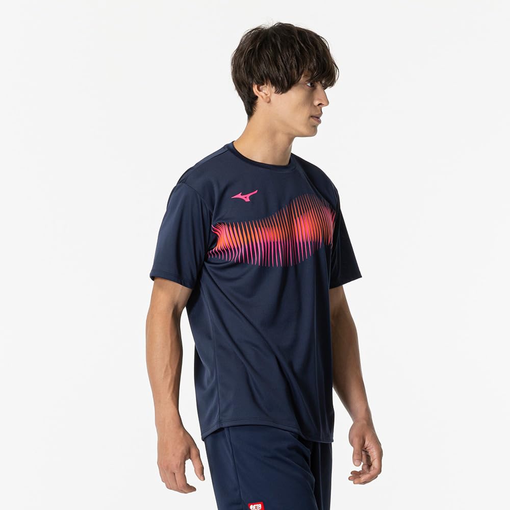 Mizuno Table Tennis Game Short JTTA Size XL Shirt, Sleeve, Certified, Moisture-Wicking, Quick-Drying, Unisex, Navy, 82JAB111,
