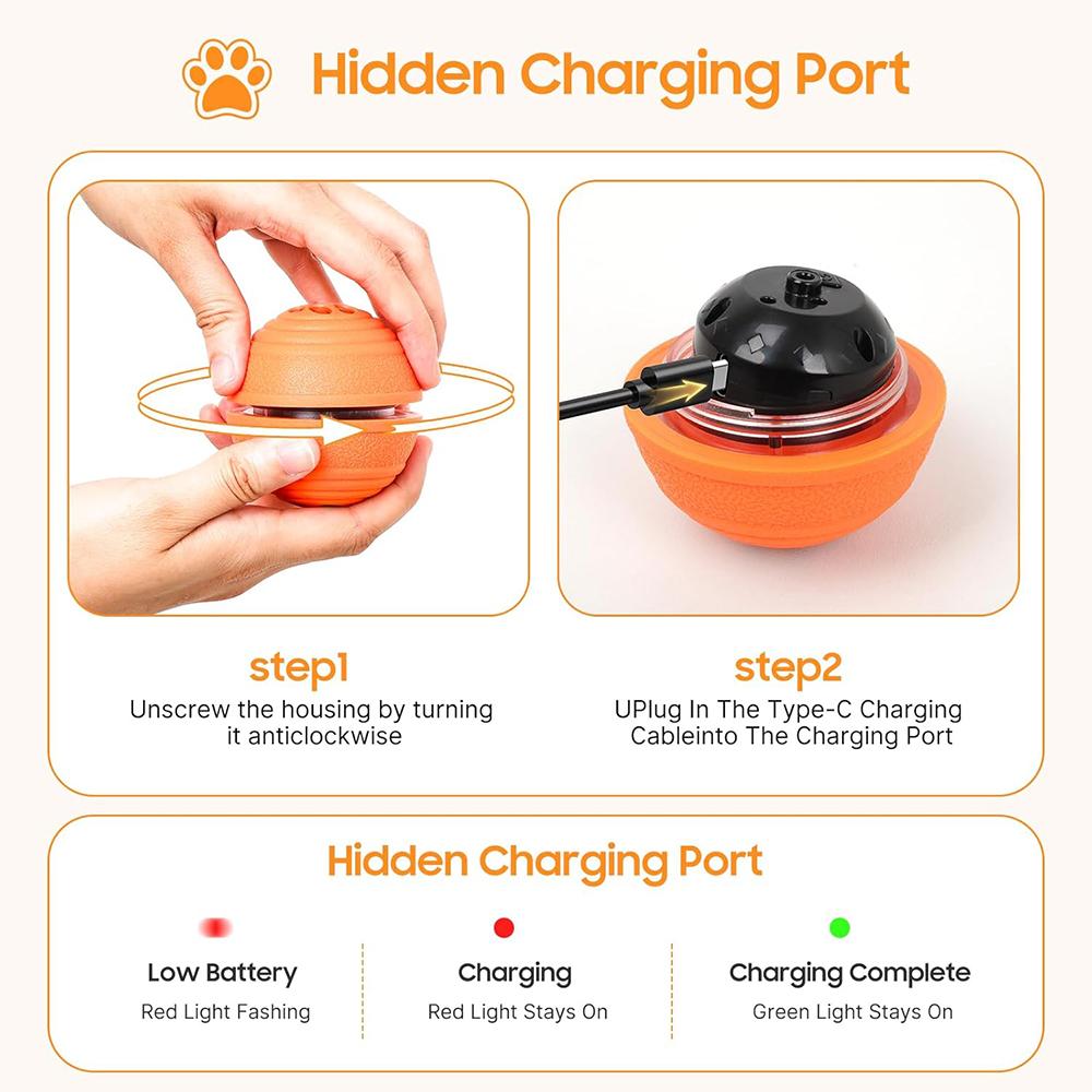 Interactive Dog Ball with Light Automatic Moving Bouncing Launcher Toys Active Rolling Ball for Puppy Small Medium Large Dogs