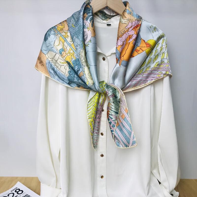 Blue Begonia Mulberry Silk Square Scarf