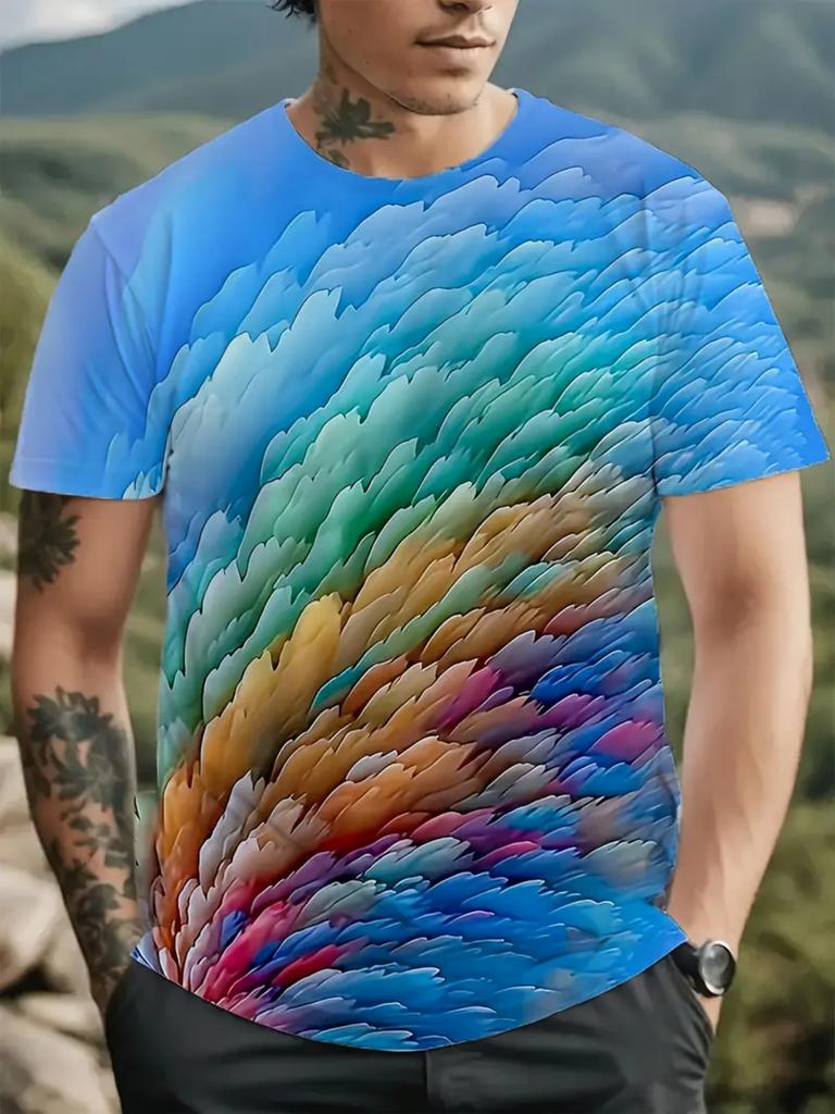 T-shirt Homme Tops d'Été T-shirts Graphiques Colorés T-shirt à Manches Courtes Col Rond Vêtements Streetwear Harajuku Vêtements Homme Imprimés 3D