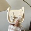 PU Leather Mini Saddle Bag Elegant Lipstick Bag Fashion Small Square Bag  Female