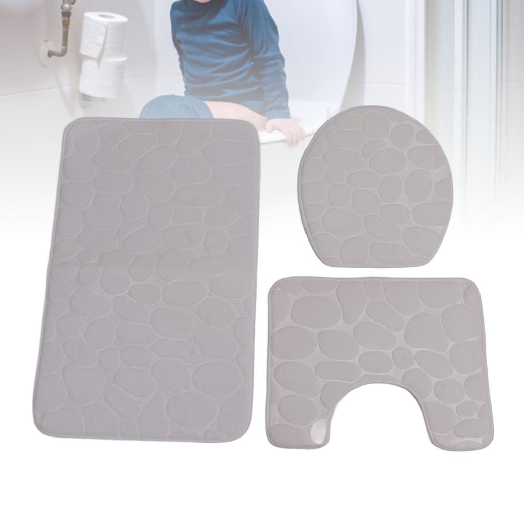 Conjunto de 3 Tapetes de Banheiro Forma U Tapete para Vaso Sanitário Tampa de Vaso Sanitário Tapete de Banho Absorvente de Água Antiderrapante Tapetes de Banho para Treinamento de Penico Crianças Adulto