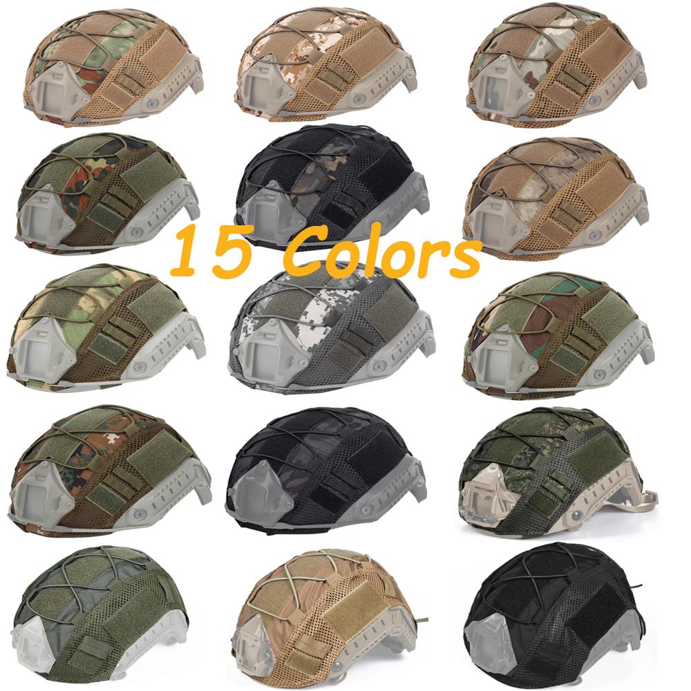 Tactical Helmet Cover with Elastic Cord for FAST Helmet Airsoft Paintball Wargame Gear CS MH PJ BJ Helmets Cover 15 Colors