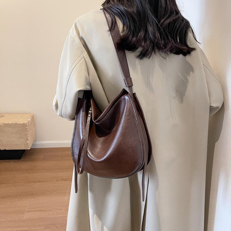 Velkokapacitní taška Dámská Populární High Sense Retro Maillard Taška přes rameno Všestranná taška na dojíždění