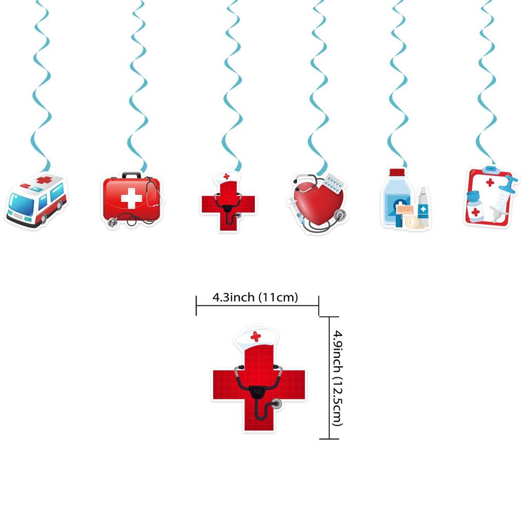In Stock Medical Theme Party Decoration Set: Banner, Balloons, & Cake Toppers