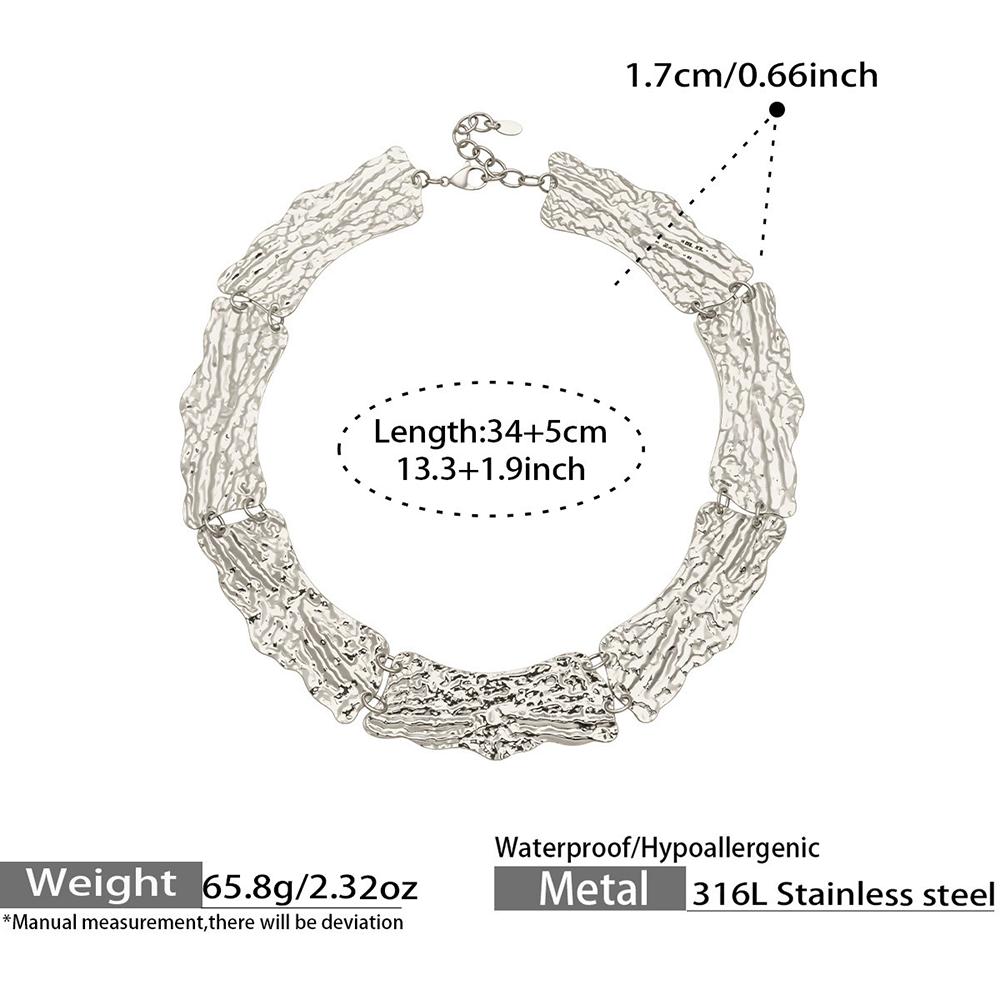 Stainless Steel Color-Blocking Spliced Necklace Geometric Pendant Light Luxury Collar Fashion Trendy Jewelry Accessories Lady