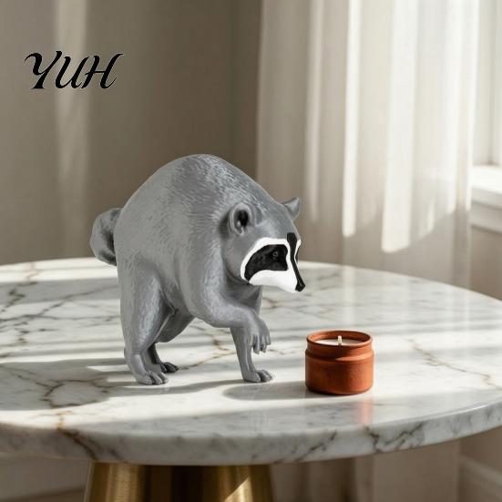 Bedroom Tabletop Decor 3D Printed Raccoon Figurine, Realistic Animal Statue, Decorative Desktop Ornament Fine Craftsmanship Ornaments for Home Living