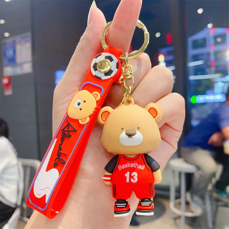 Creative Cartoon Football Bear Keychain & Backpack Pendant