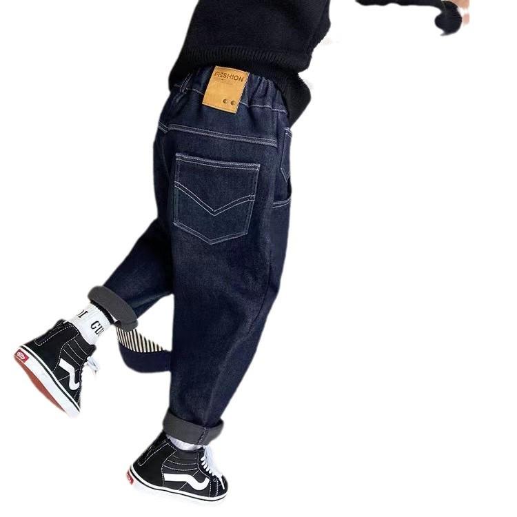 Jeansi albaștri la modă pentru băieți: Pantaloni lungi confortabili, cu croială largă, stil de primăvară și toamnă
