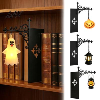 Dark Academic Room Accessories Halloween Bookshelf Light, Vintage Metal Decorative Shelf Lamp, Battery Powered Book Nook Light Warm LED Nightlight for