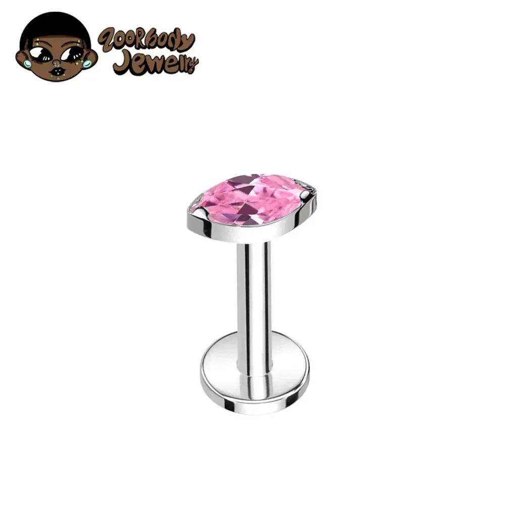 ASTM F136 Titan Labret Lippenpiercing 16G 18G Nasenring Tragus Marquise CZ Helix Knorpel Conch Ohrring Piercing Schmuck
