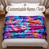 Underwater Fish Theme Soft Blanket Personalized Custom Name Text Print Warm Blanket Home Sofa Bedroom Decor