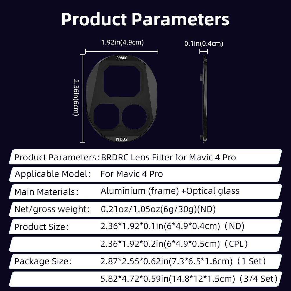 Optical Glass Camera Filter ND8 ND16 ND32 Lens Protector for DJI Mavic 4 Pro Drone Accessories
