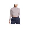 Under Armour Meridian Fashion Comfortable Quick-Dry Pullover Long Sleeve Cropped Regular T-Shirt Women Tops Lithe-Gray 1380773-015