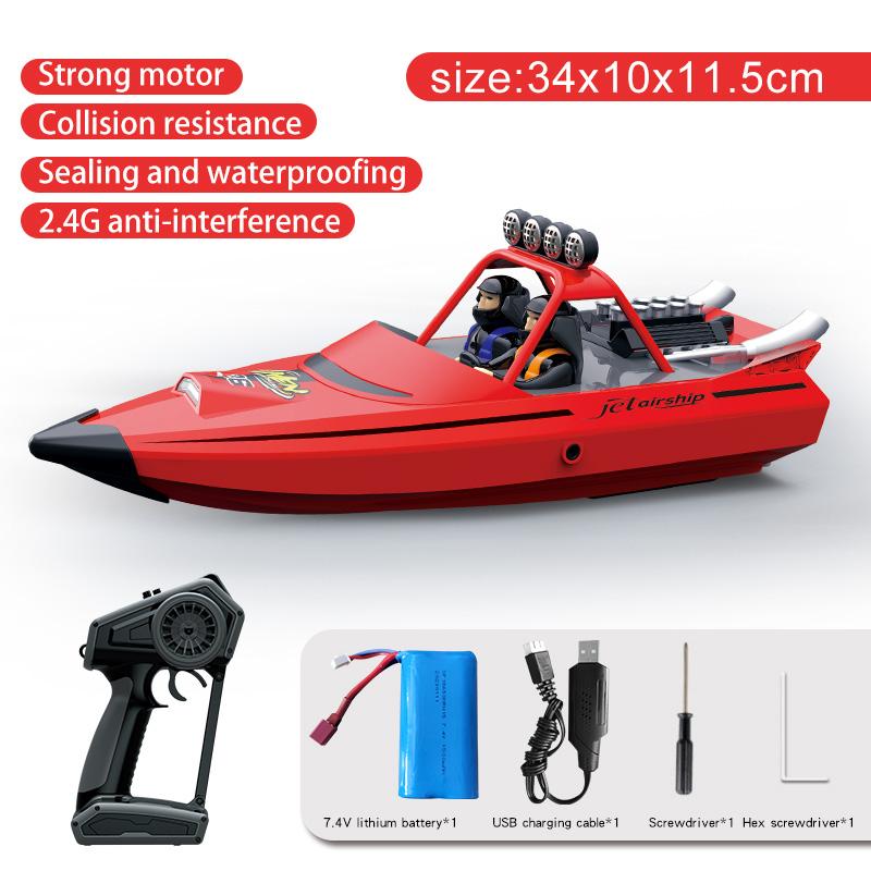 

2.4G RC Boat TURBOJET PUMP 30KM/H High Speed Remote Control Jet Boat Low Battery Alarm Speedboat Model Children Toy TY725 TY727 червоний