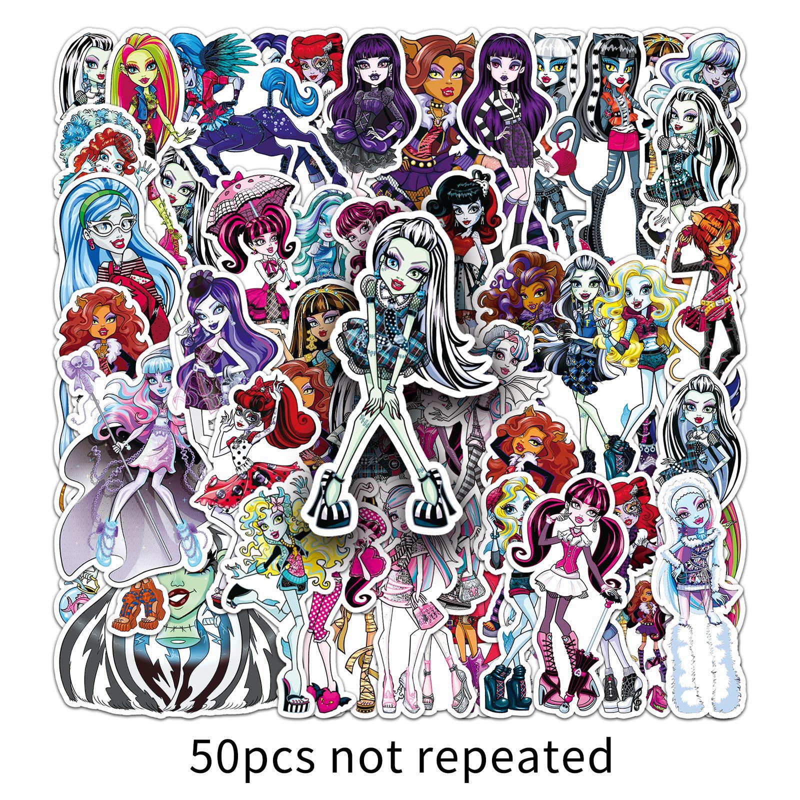 50 Monster High Graffiti Stickers - Cartoon Animation Skateboard Decorations