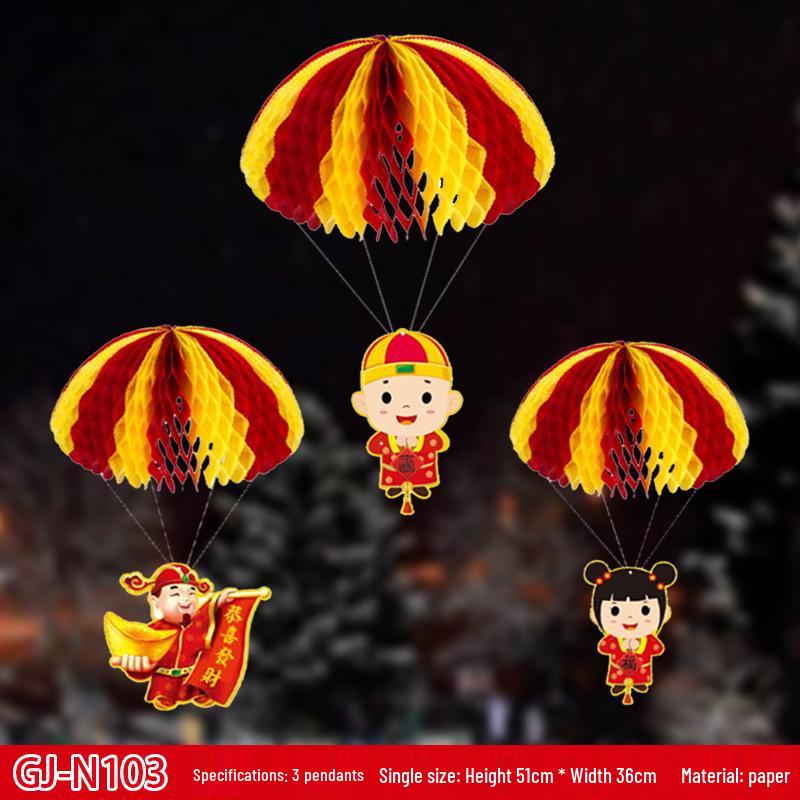 2026 Spring Festival Chinese New Year Living Room Decorations: Paper Hanging Ornaments for Home Scene