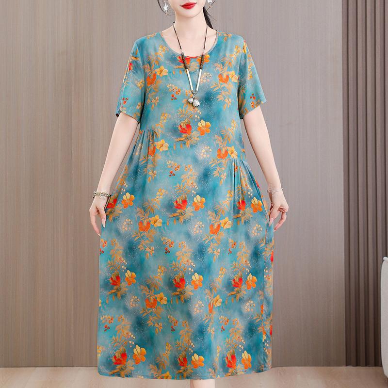

Women s Summer Floral Print Maxi Dress, Plus Size Loose Casual Long Dress (XL-5XL) XL