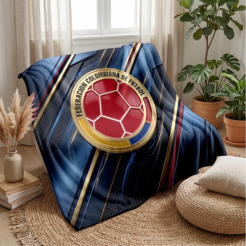 Colombia Football Printed Flannel Blanket Skin Friendly Warm Decorative Throw for Indoor Couch Bed Daily Use