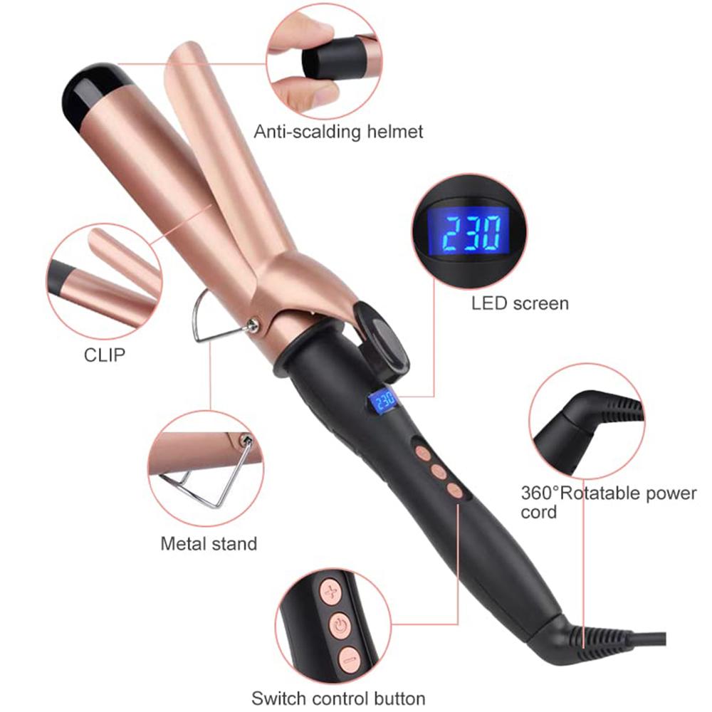 Hair Curler Electric Curling Iron Hair Waver Styling Tools LED Display Ceramic Roll Curling Negative Ion USB Rechargeable