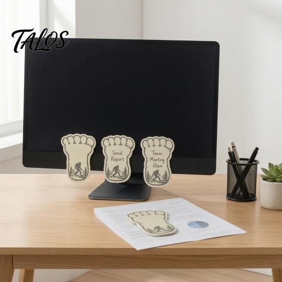 Die Cut Adhesive Paper 2PCS Big Foot Sticky Notepad with Self-adhesive Backing, Unique Die-cut Forest Pattern Non Residual Pads Memo Pads, Smooth