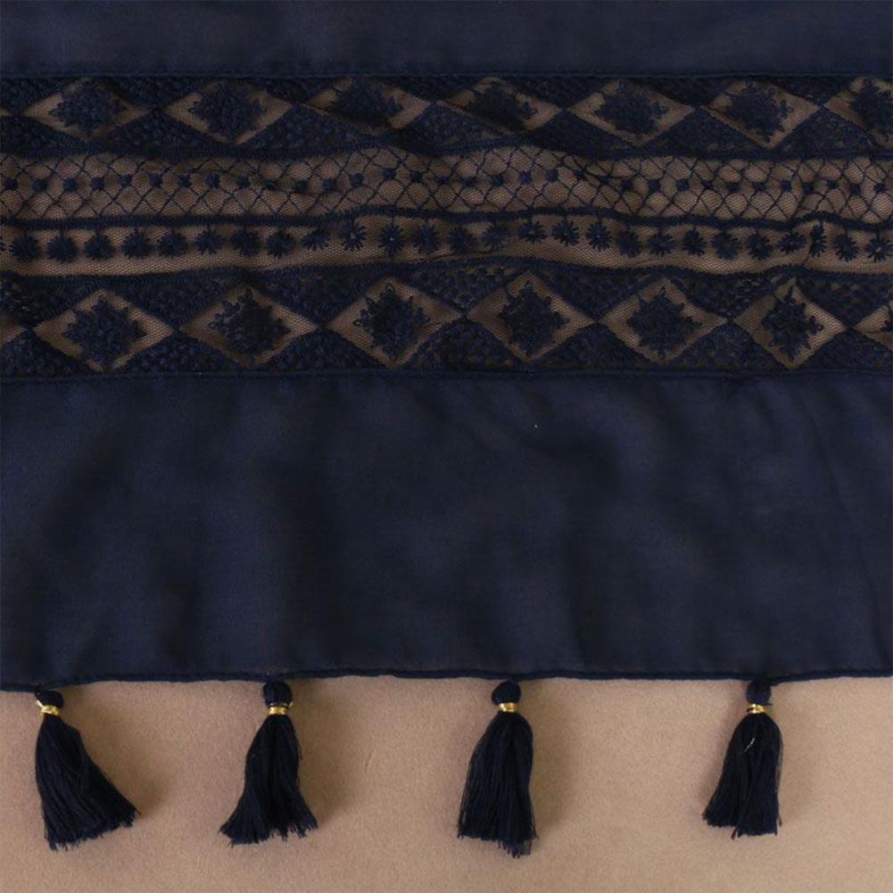 Women Cotton Shawl Solid Color Fashion Pure Elegance Lace Scarf Hanging Spring And Autumn Tassels Wrap Shawl