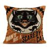 Linen Blend Throw Pillow Covers 45x45cm Vintage Halloween Scaredy Cats Pumpkins Home Decor Pillowcase Square Cushion Covers