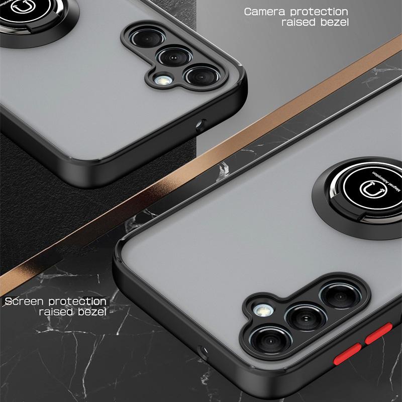 Matte Translucent Phone Case For Samsung A56 A16 A26 A36 A55 A35 A15 A54 A34 A14 A25 Magnetic Ring Holder Protector Cover