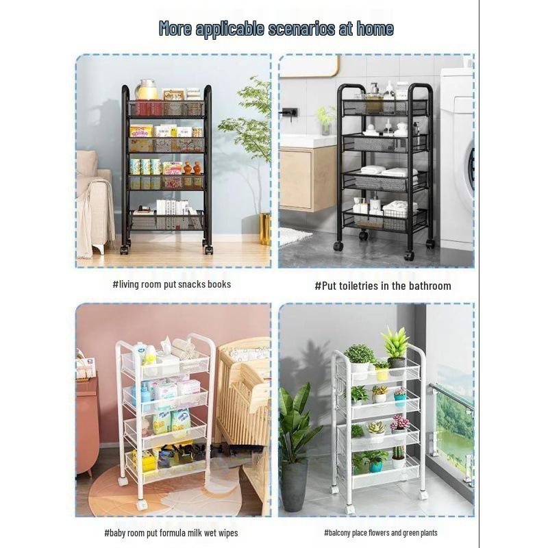 Multi-Layer Movable Kitchen Rack: Floor-Standing Storage Cart for Fruits & Vegetables