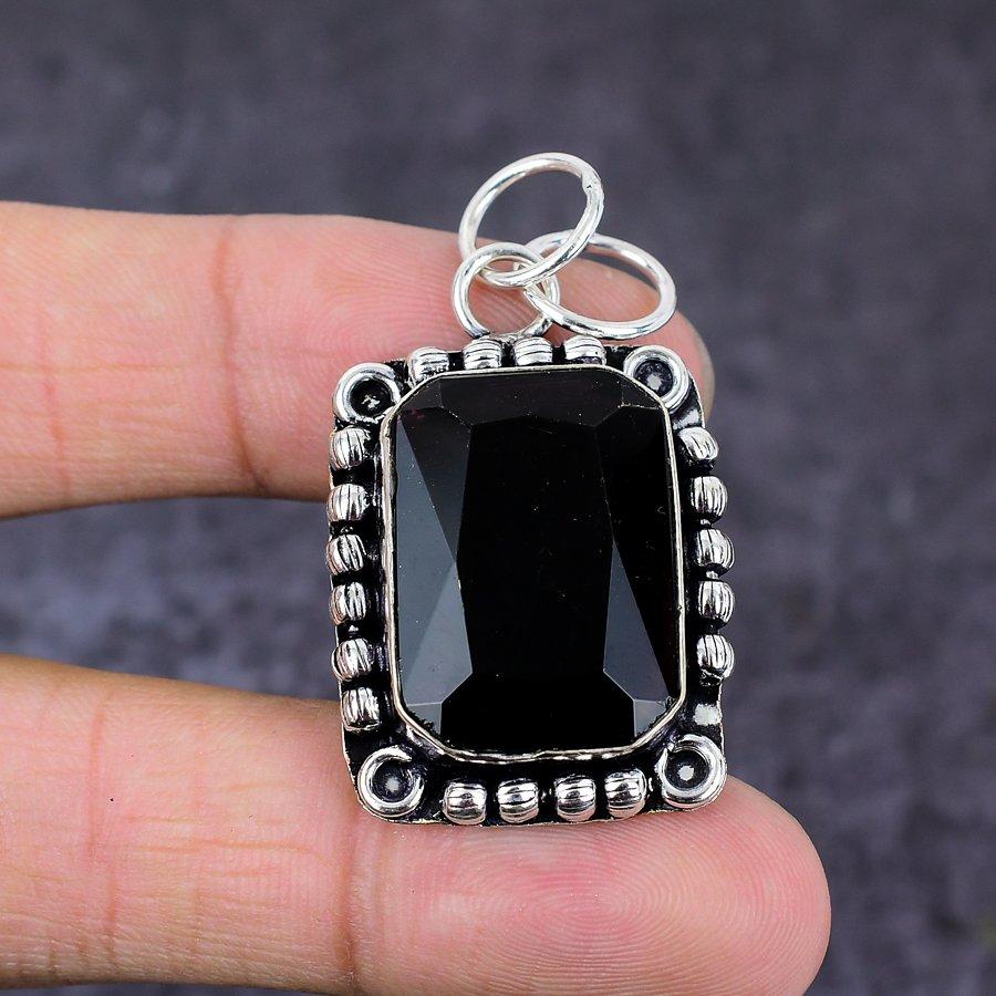 Natural Mozambique Garnet Gemstone 925 Sterling Silver Gift Pendant 1.89" Q2d76