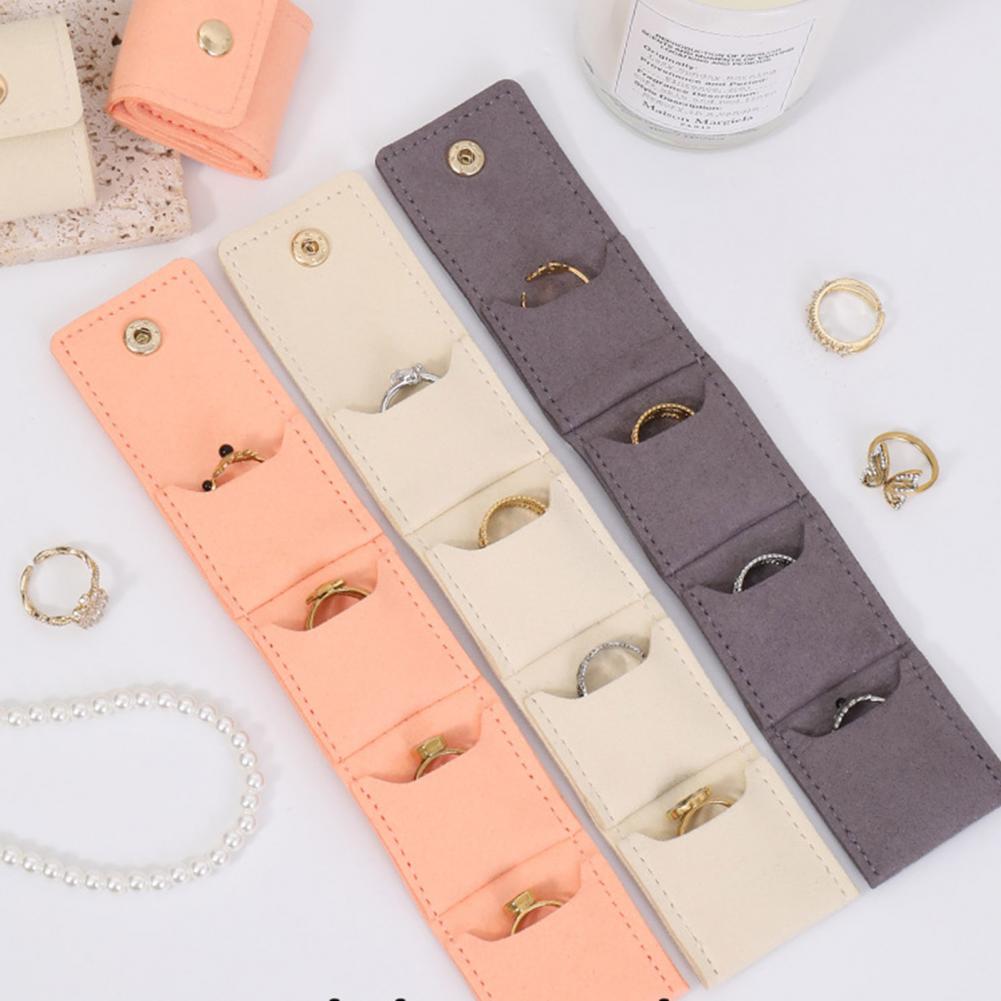 Soft Lining Jewelry Bag Mini Travel Jewelry Bag with Buckle Foldable Roll-up Jewelry Organizer Pouch for Rings Necklaces