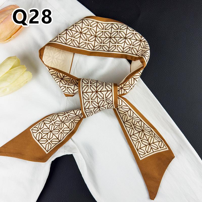 New Long Versatile Silk Scarf Tied Hair Band Bow Letter Floral Streamer Tied Bag Gift Small Silk Scarf