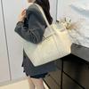 Casual Tote PU Pleated Zipper Top Handle Bags Large Size Personality Retro Feeling Advanced Quality Bags