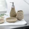 3pcs Natural Stone Bathroom Wash Storage Set Resin Lotion Bottles Toothbrush Cups Soap Dishes Light Luxury Retro Bathroom Set