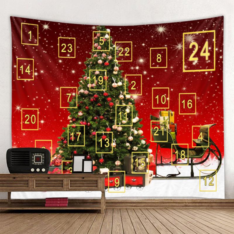 Calendario di Natale Arazzo Cartone animato Ornamento di Natale Camera da letto Sfondo Decorazione da parete Appeso Regalo di Capodanno Appeso a parete