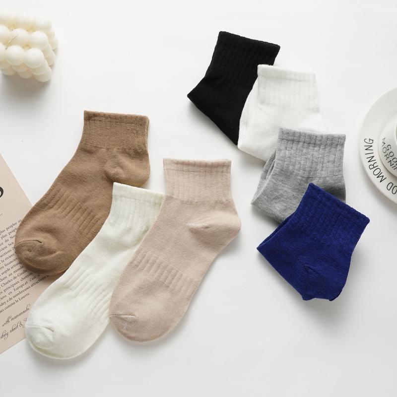 1/3 Pairs Woman Socks Solid Color Female Breathable Cotton Lady Ankle Socks Casual Fashion Students Girls Short Socks