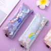 Star Planet Galaxy Flowing Sand Pencil Case With Waterproof Laser Material For Students And Teens