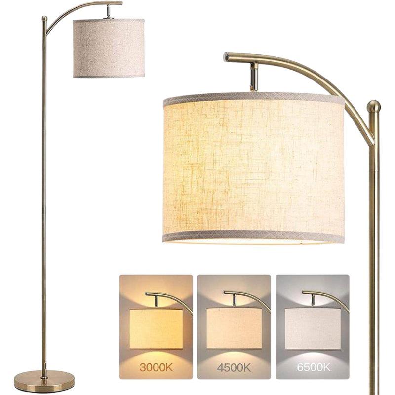 Retro Minimalist Fabric Floor Lamp - Dimmable Three-Color Lighting for Bedroom, Study, or Living Room