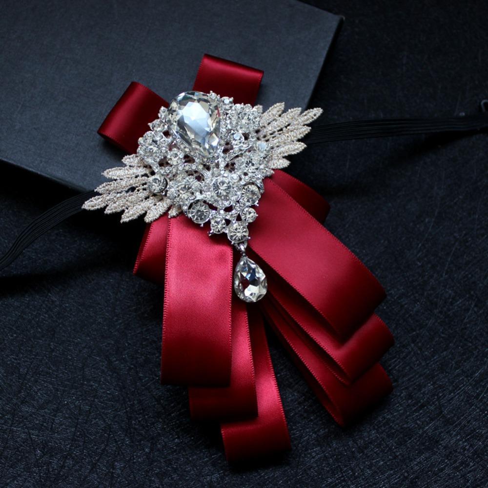 Retro Rhinestone Collar Flower Elegant Men's Suit Accessory Formal Gentleman's Bow Tie  Man